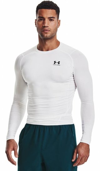 Under Armour HeatGear Herren Kompressions-Langarmshirt, weiß/schwarz