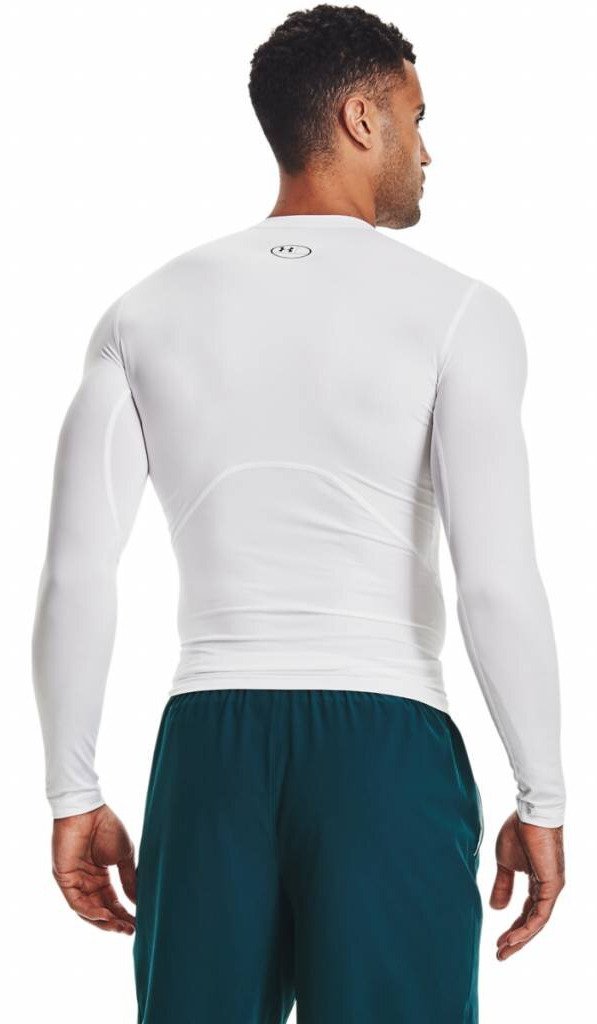 Under Armour HeatGear Herren Kompressions-Langarmshirt, weiß/schwarz