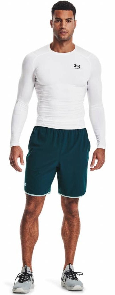 Under Armour HeatGear Herren Kompressions-Langarmshirt, weiß/schwarz