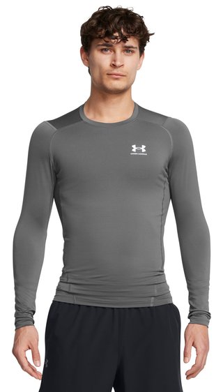 Under Armour HeatGear Herren Kompressions-Langarmshirt, castlerock/weiß