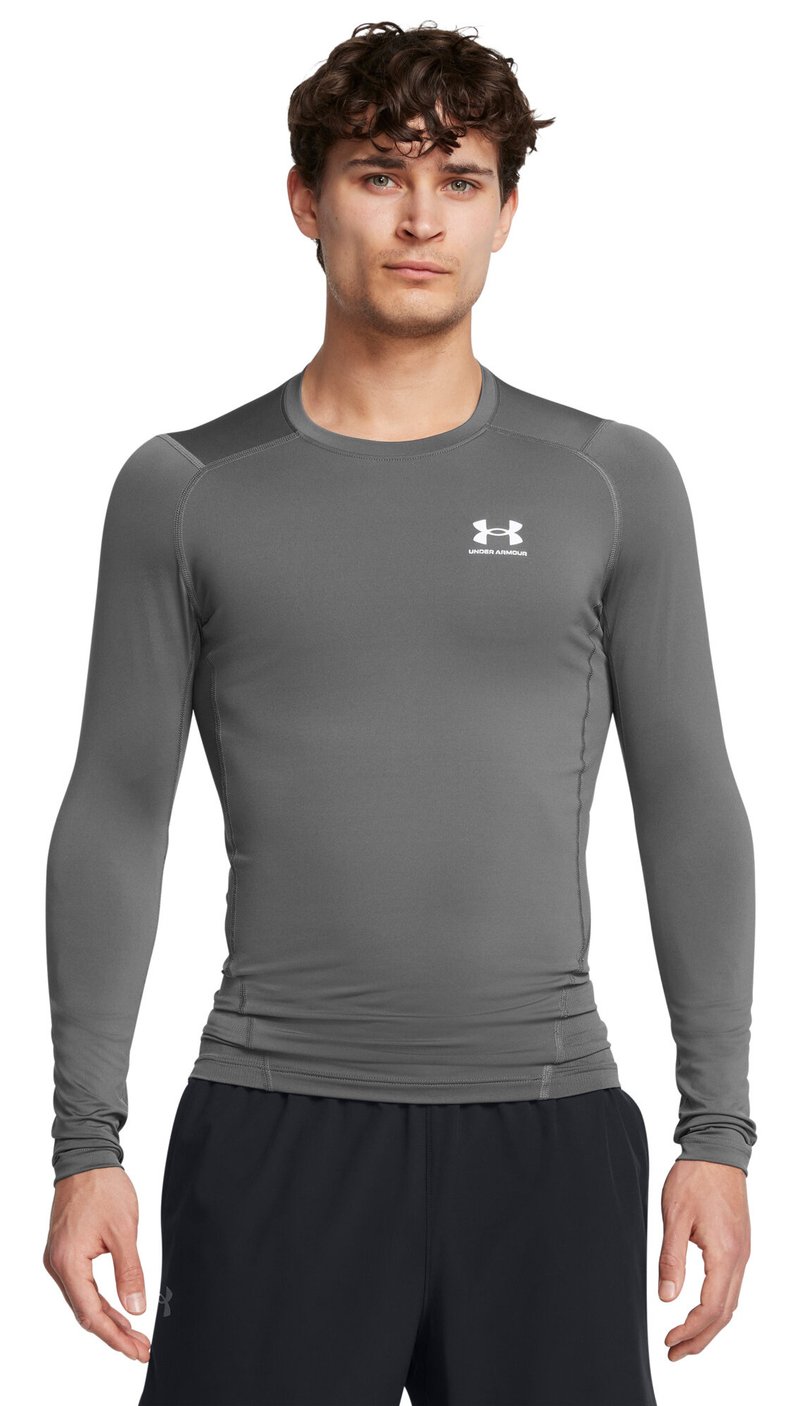 Under Armour HeatGear Herren Kompressions-Langarmshirt, castlerock/weiß