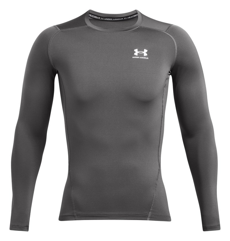 Under Armour HeatGear Herren Kompressions-Langarmshirt, castlerock/weiß