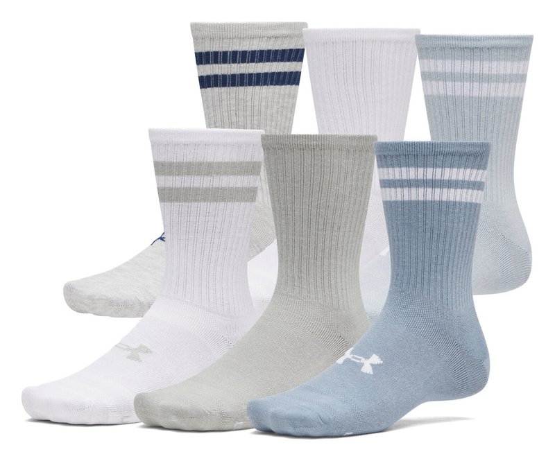 Under Armour Essential Crew Unisex Socken (6 Pack), blue fog/blue wind/weiß