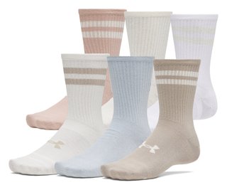 Under Armour Essential Crew Unisex Socken (6 pack), timberwolf taupe/weiß/stone