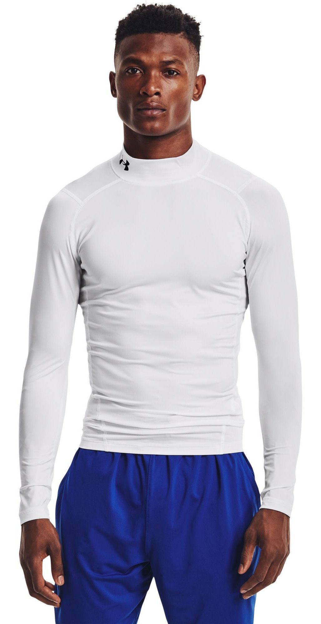 Under Armour HeatGear Comp Mock Herren Kompressions-Langarmshirt, weiß/schwarz