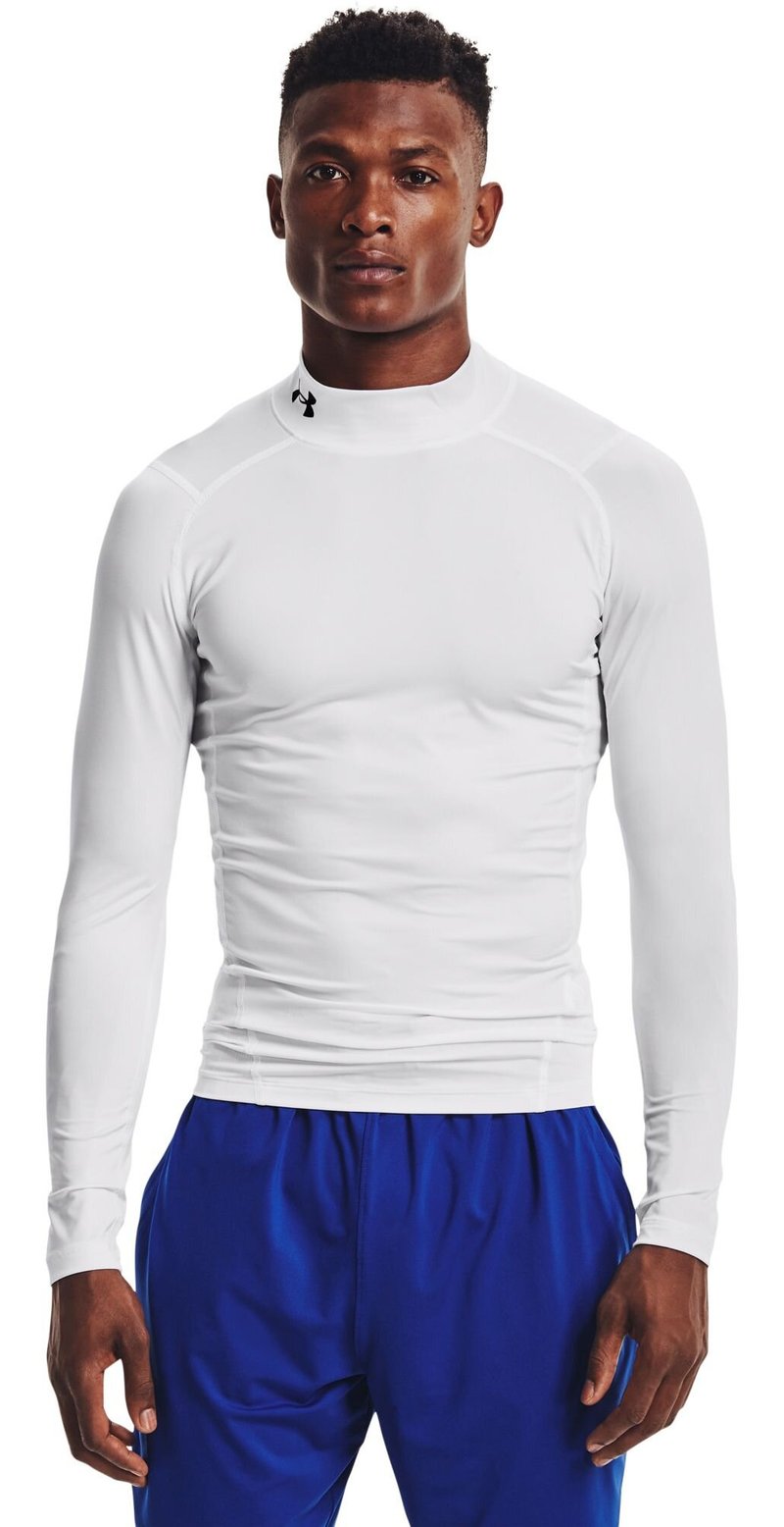 Under Armour HeatGear Comp Mock Herren Kompressions-Langarmshirt, weiß/schwarz