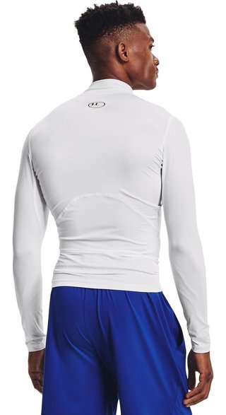 Under Armour HeatGear Comp Mock Herren Kompressions-Langarmshirt, weiß/schwarz