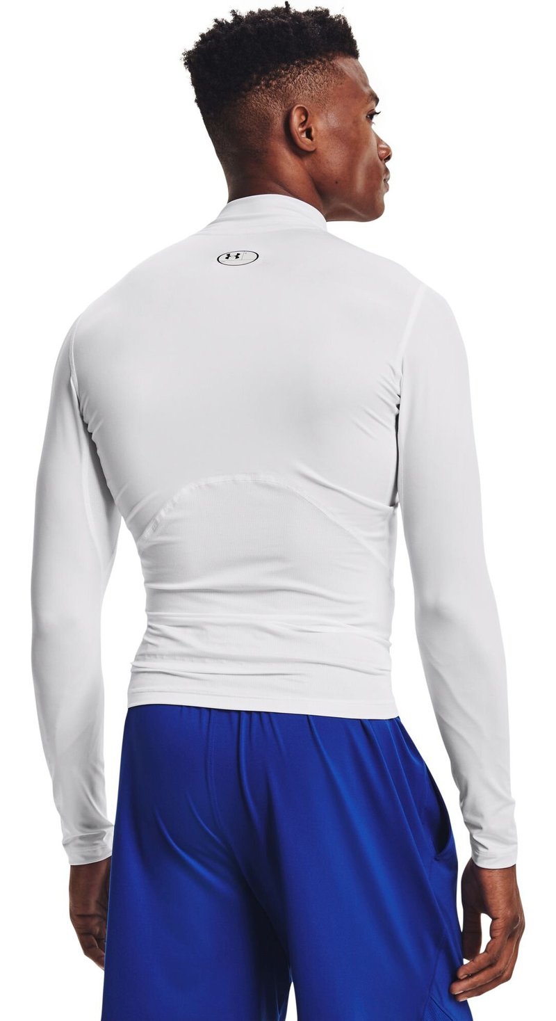 Under Armour HeatGear Comp Mock Herren Kompressions-Langarmshirt, weiß/schwarz
