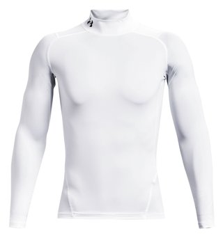 Under Armour HeatGear Comp Mock Herren Kompressions-Langarmshirt, weiß/schwarz