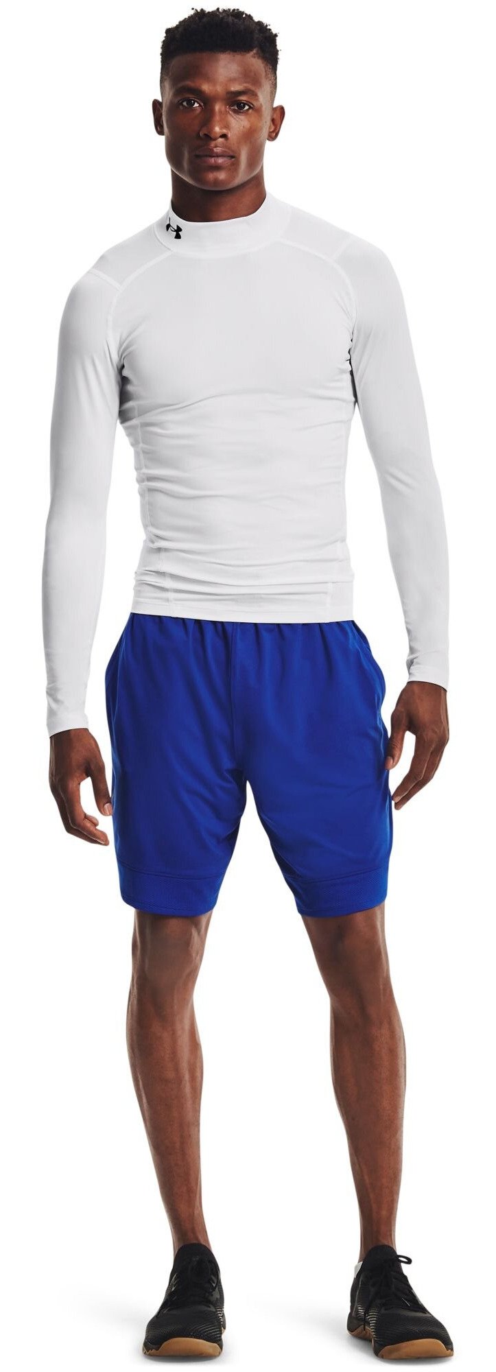 Under Armour HeatGear Comp Mock Herren Kompressions-Langarmshirt, weiß/schwarz