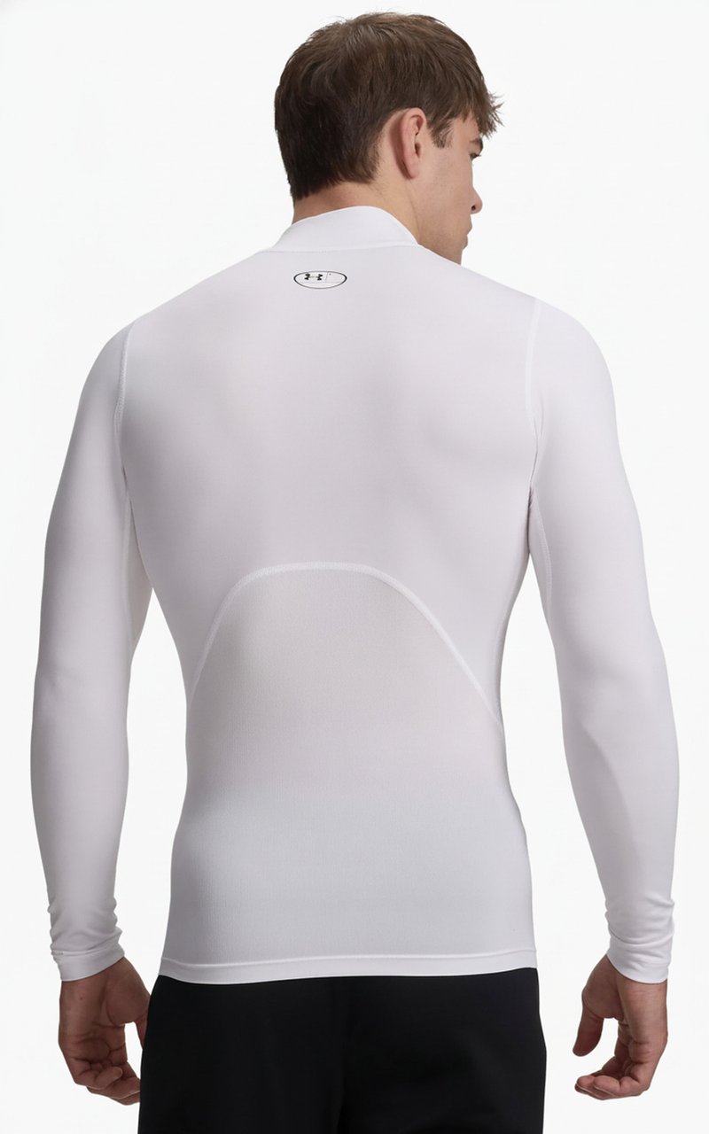 Under Armour HeatGear Comp Mock Herren Kompressions-Langarmshirt, weiß/schwarz