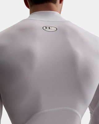 Under Armour HeatGear Comp Mock Herren Kompressions-Langarmshirt, weiß/schwarz
