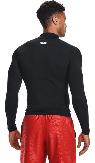 Under Armour HeatGear Comp Mock Herren Kompressions-Langarmshirt, schwarz/weiß