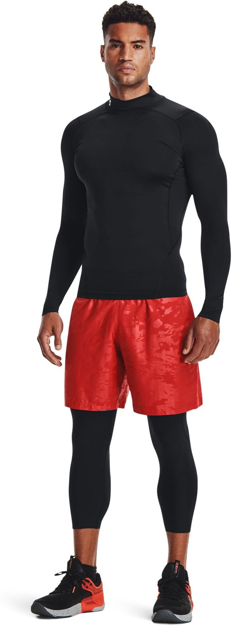Under Armour HeatGear Comp Mock Herren Kompressions-Langarmshirt, schwarz/weiß