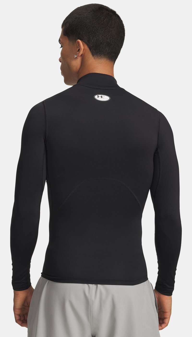 Under Armour HeatGear Comp Mock Herren Kompressions-Langarmshirt, schwarz/weiß
