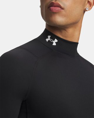 Under Armour HeatGear Comp Mock Herren Kompressions-Langarmshirt, schwarz/weiß