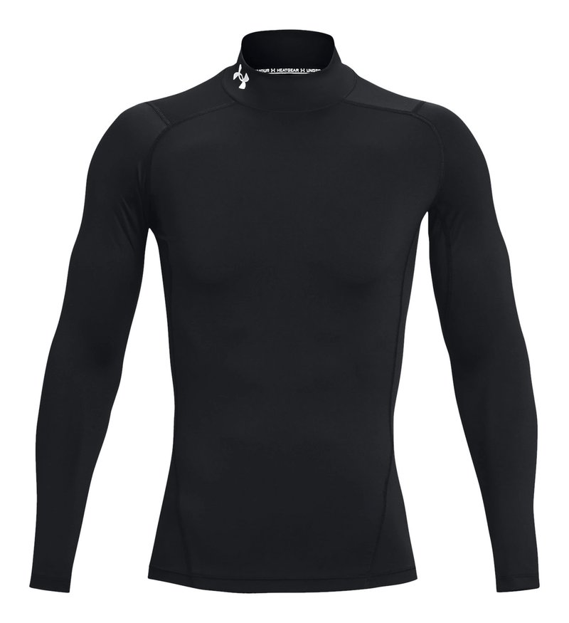 Under Armour HeatGear Comp Mock Herren Kompressions-Langarmshirt, schwarz/weiß