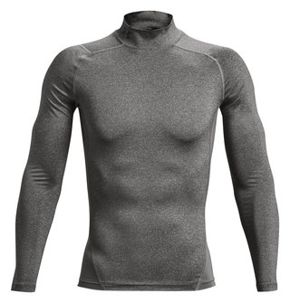 Under Armour HeatGear Comp Mock Herren Kompressions-Langarmshirt, carbon heather/schwarz