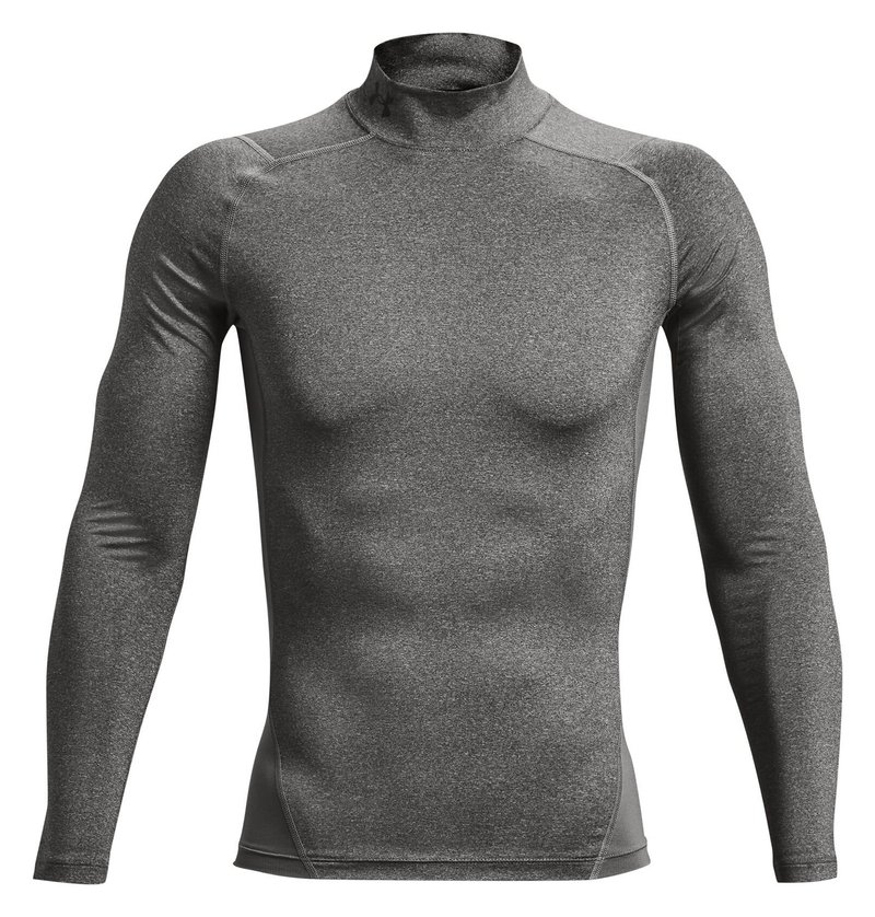 Under Armour HeatGear Comp Mock Herren Kompressions-Langarmshirt, carbon heather/schwarz