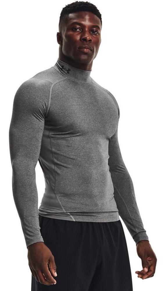 Under Armour HeatGear Comp Mock Herren Kompressions-Langarmshirt, carbon heather/schwarz