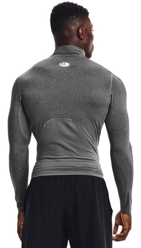 Under Armour HeatGear Comp Mock Herren Kompressions-Langarmshirt, carbon heather/schwarz