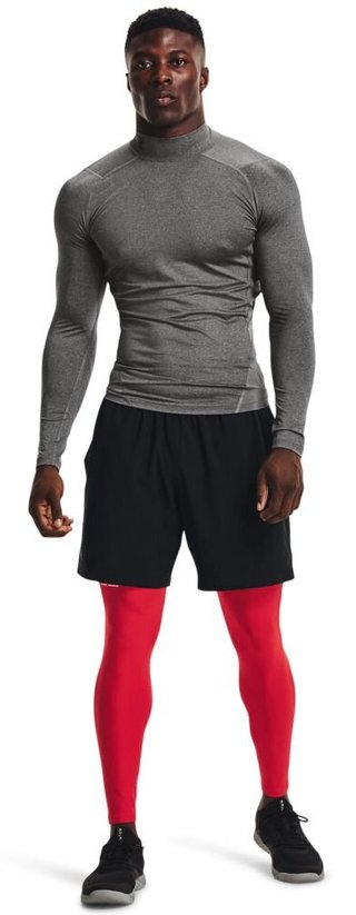 Under Armour HeatGear Comp Mock Herren Kompressions-Langarmshirt, carbon heather/schwarz