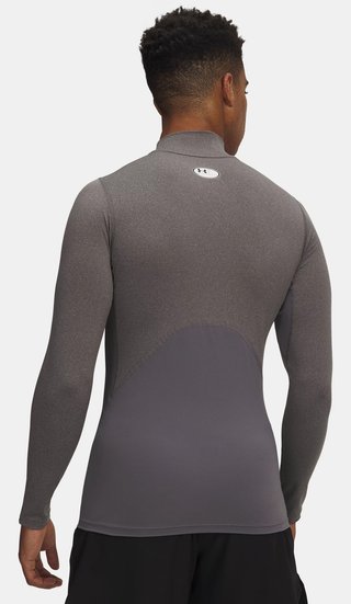 Under Armour HeatGear Comp Mock Herren Kompressions-Langarmshirt, carbon heather/schwarz