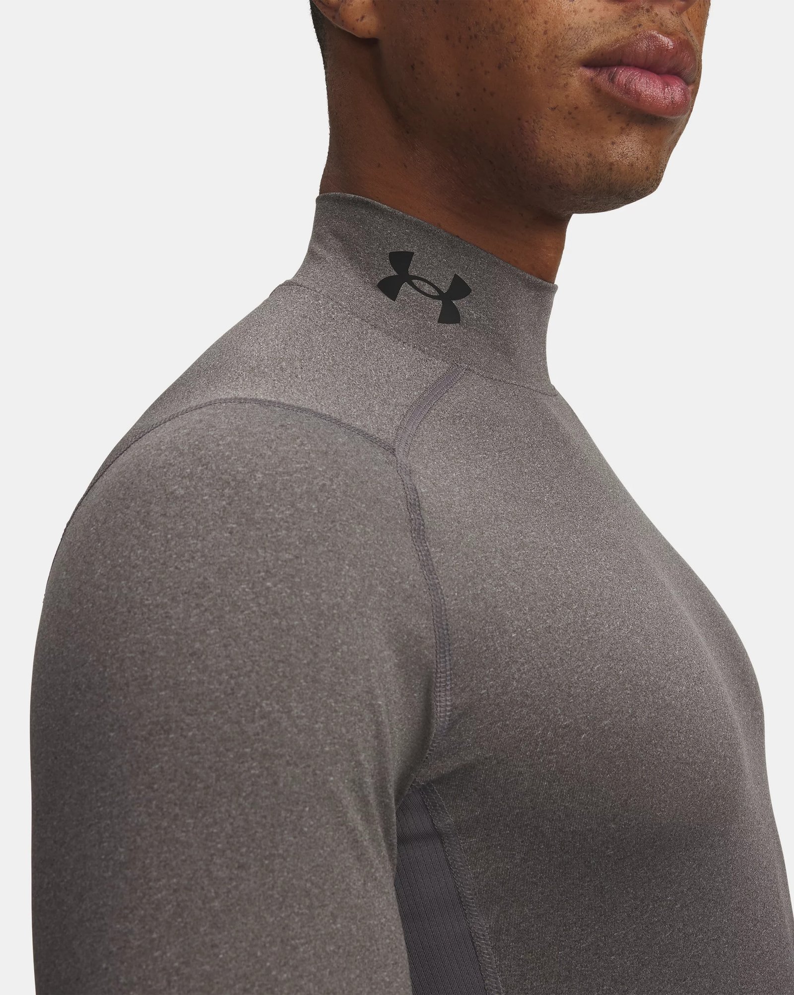 Under Armour HeatGear Comp Mock Herren Kompressions-Langarmshirt, carbon heather/schwarz