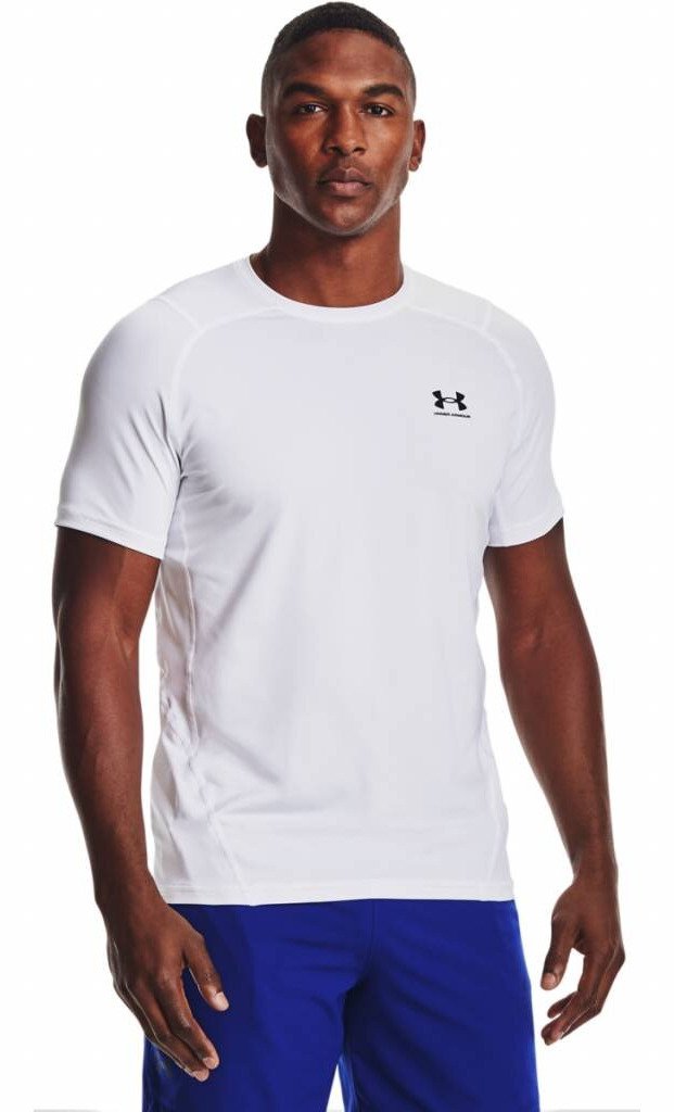 Under Armour HG Fitted SS Herren T-Shirt, weiß/schwarz
