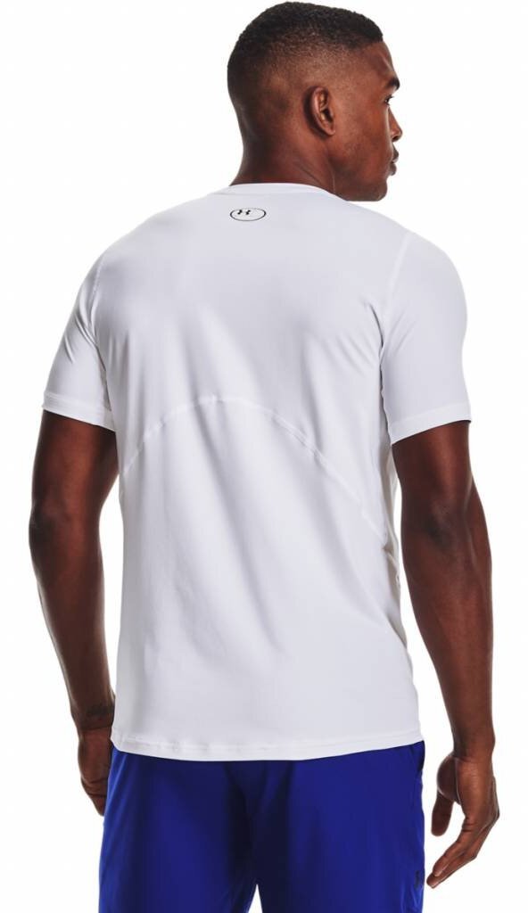Under Armour HG Fitted SS Herren T-Shirt, weiß/schwarz