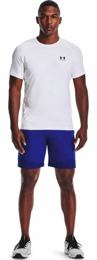 Under Armour HG Fitted SS Herren T-Shirt, weiß/schwarz