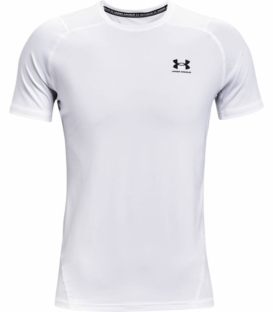 Under Armour HG Fitted SS Herren T-Shirt, weiß/schwarz
