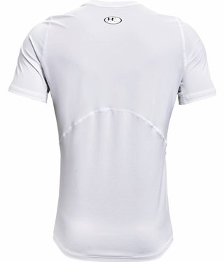 Under Armour HG Fitted SS Herren T-Shirt, weiß/schwarz