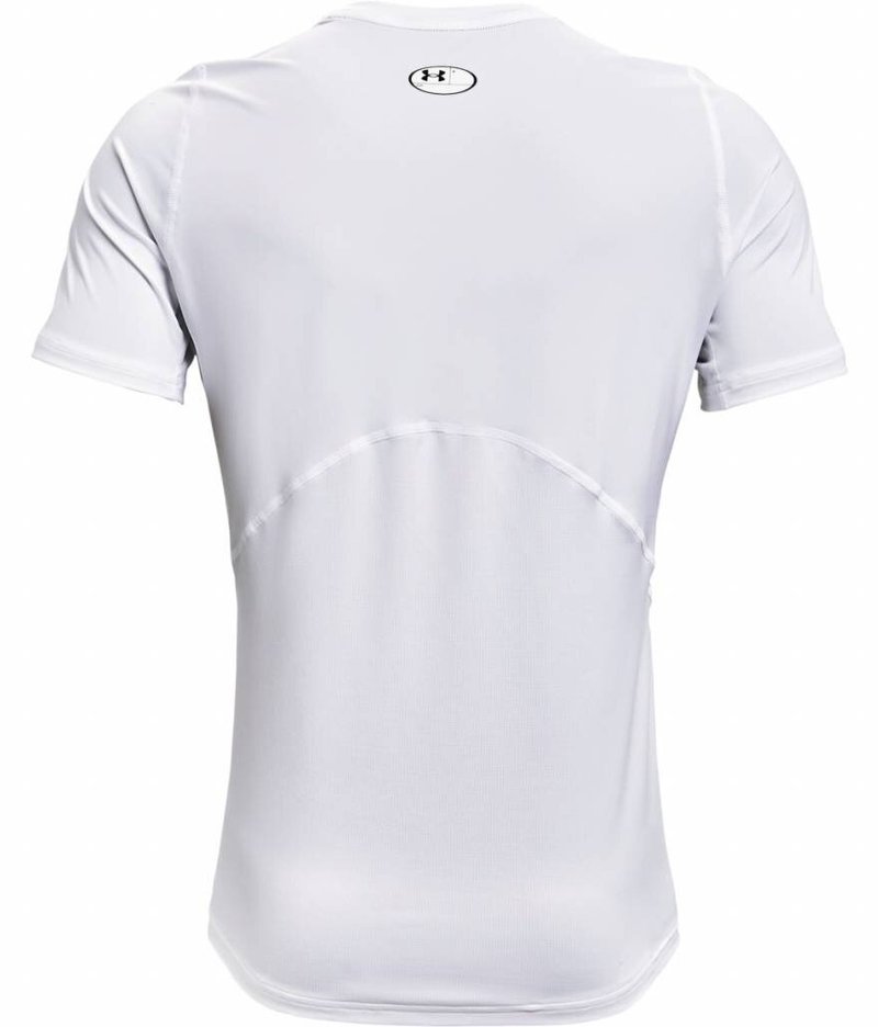 Under Armour HG Fitted SS Herren T-Shirt, weiß/schwarz