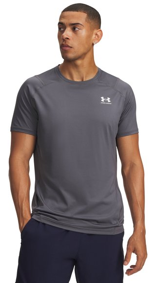 Under Armour HeatGear Fitted S Herren T-Shirt, castlerock/weiß