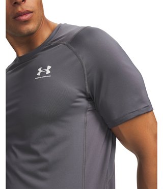 Under Armour HeatGear Fitted S Herren T-Shirt, castlerock/weiß