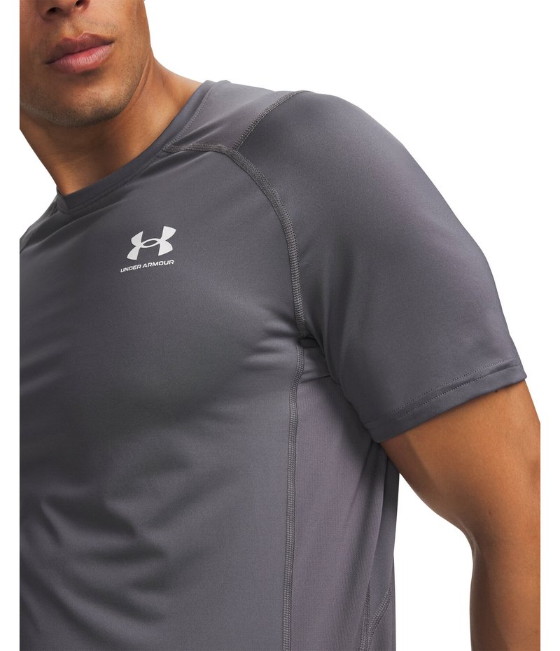 Under Armour HeatGear Fitted S Herren T-Shirt, castlerock/weiß