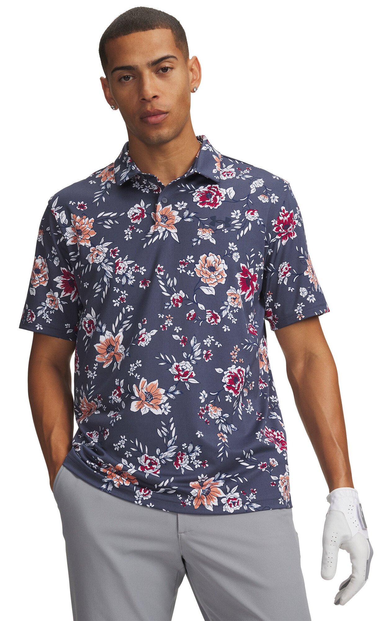 Under Armour Matchplay Printed Herren Polo, downpour gray