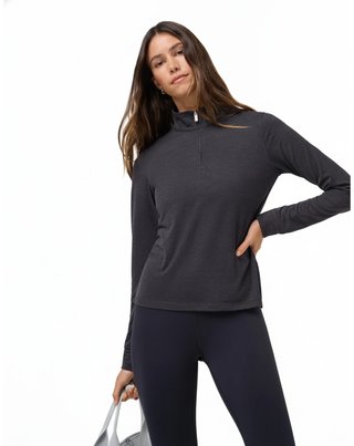 Travis Mathew Skyloft Light Zip longsleeve Damen Polo, heather black