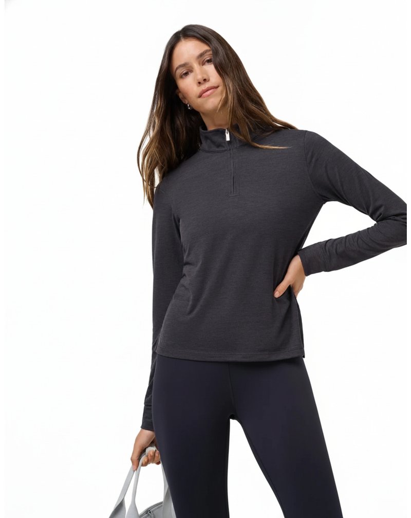 Travis Mathew Skyloft Light Zip longsleeve Damen Polo, heather black