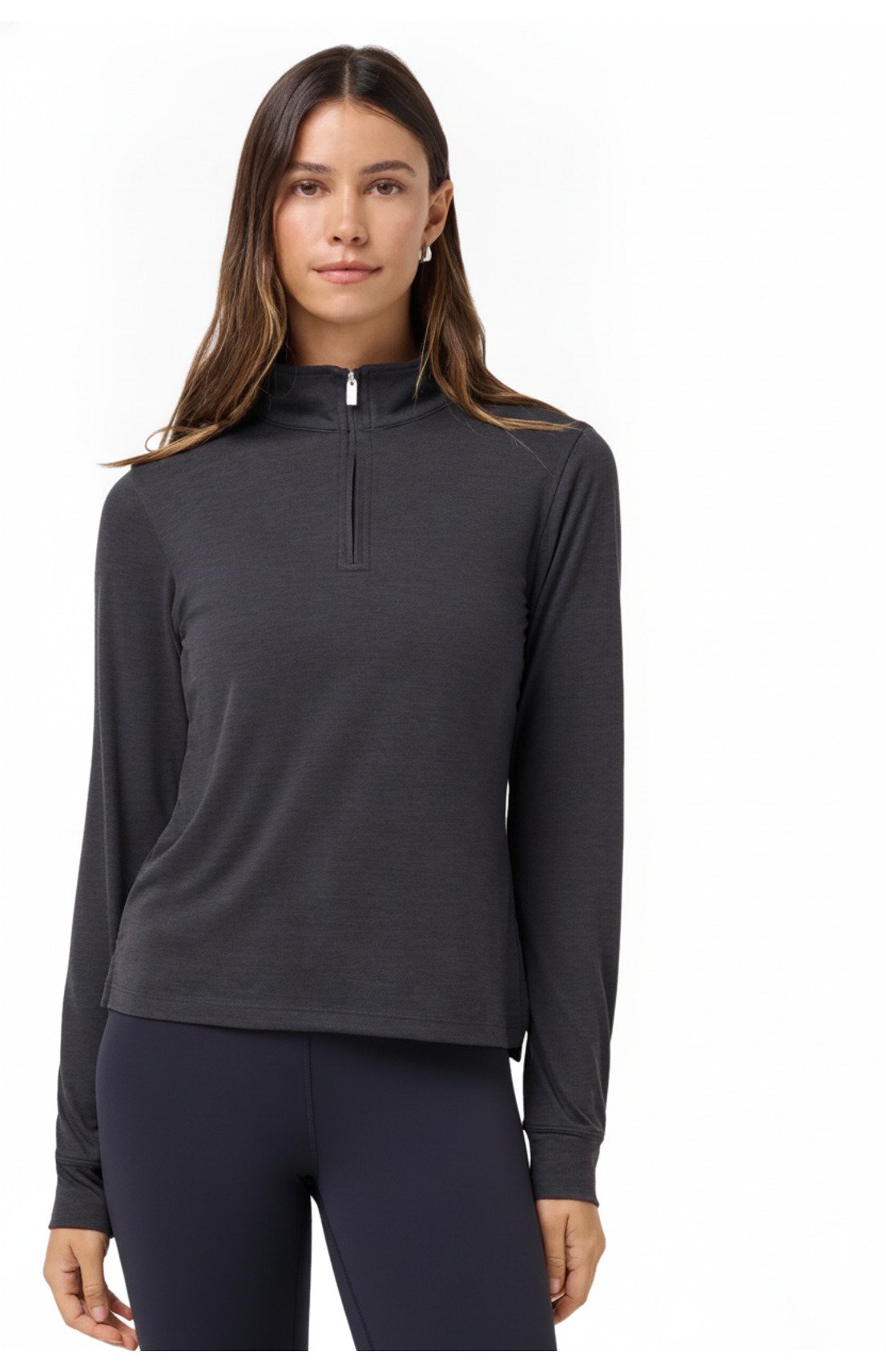 Travis Mathew Skyloft Light Zip longsleeve Damen Polo, heather black