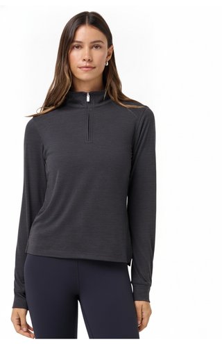 Travis Mathew Skyloft Light Zip longsleeve Damen Polo, heather black
