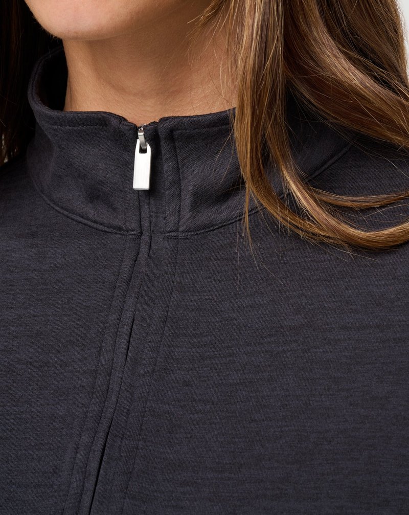 Travis Mathew Skyloft Light Zip longsleeve Damen Polo, heather black
