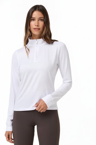 Travis Mathew Skyloft Light Zip longsleeve Damen Polo, weiß