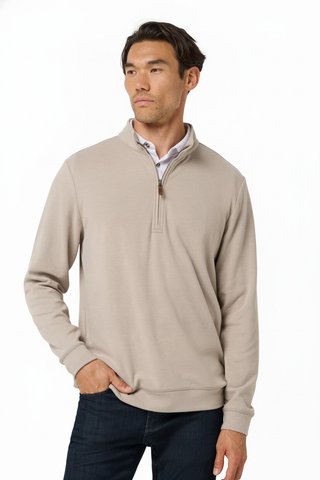 Travis Mathew Cloud Herren Pullover 1/4 zip, heather roasted cashew