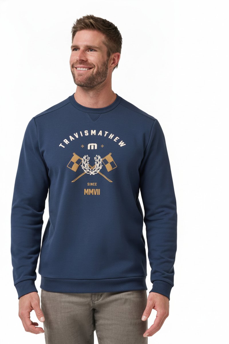Travis Mathew TM Varsity Club Crew Herren Sweatshirt, total eclipse