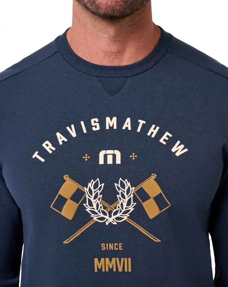 Travis Mathew TM Varsity Club Crew Herren Sweatshirt, total eclipse