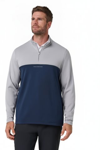 Travis Mathew Fibercloud Color Block Quarter Zip, hellgrau