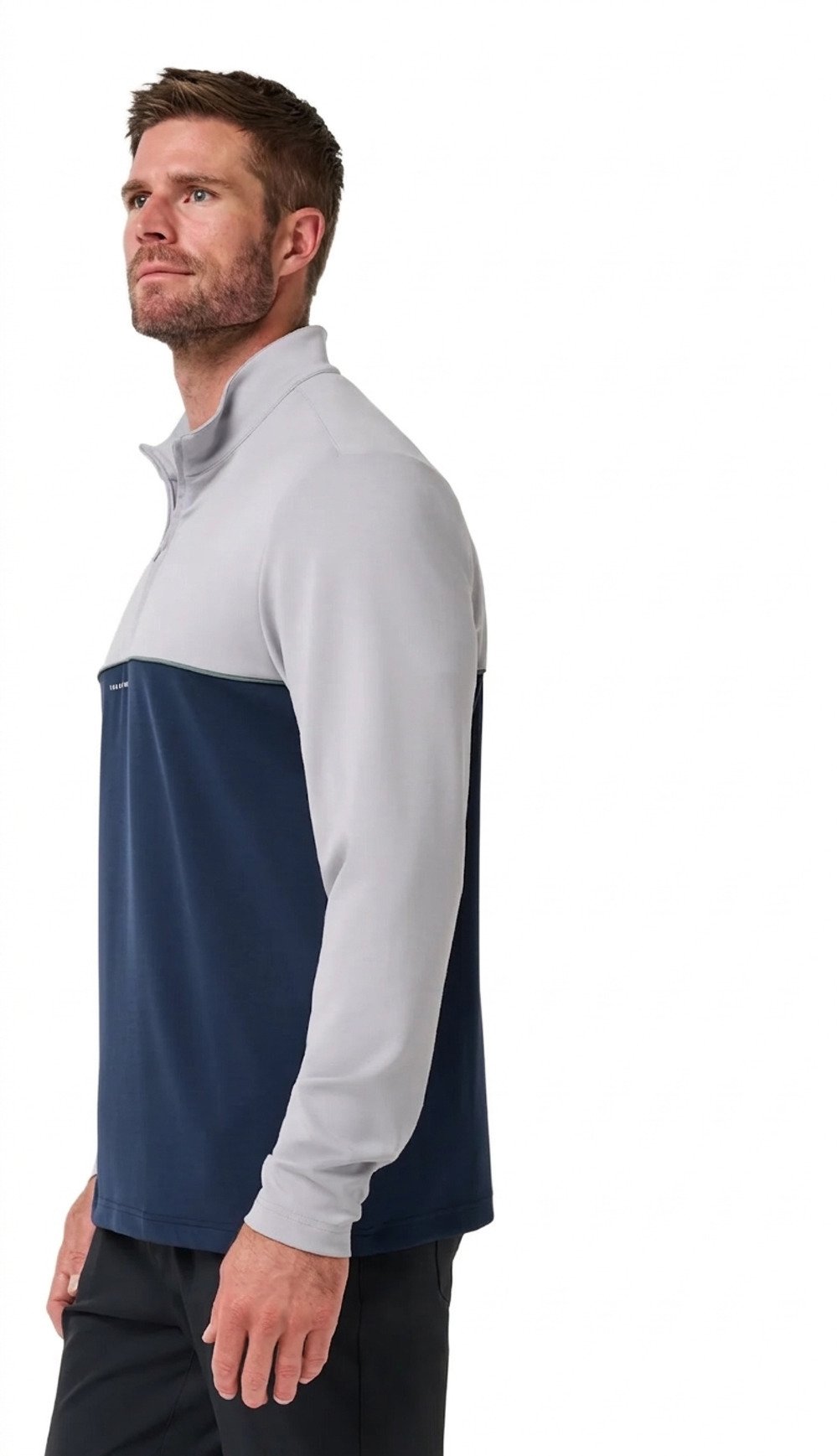 Travis Mathew Fibercloud Color Block Quarter Zip, hellgrau