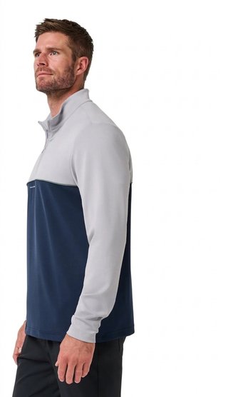 Travis Mathew Fibercloud Color Block Quarter Zip, hellgrau